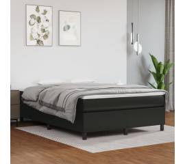 Pat box spring cu saltea, negru, 140x200 cm, piele ecologică