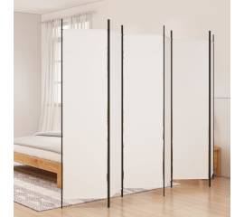 Paravan de cameră cu 6 panouri, alb, 300x200 cm, textil