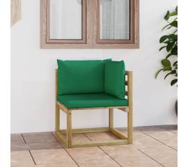 Canapea de grădină colțar cu perne, lemn de pin verde tratat