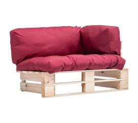 Canapea de grădină din paleți cu perne roșii, lemn de pin