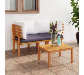Canapea de grădină cu 2 locuri, cu perne, lemn masiv de acacia