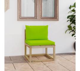 Canapea de grădină de mijloc, cu perne, lemn pin tratat verde