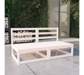 Set mobilier de grădină cu 2 locuri, alb, lemn masiv de pin