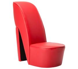 Scaun, design toc înalt, roșu, piele ecologică