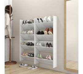 Pantofare de perete, 4 buc., alb extralucios, 60x18x60 cm, pal