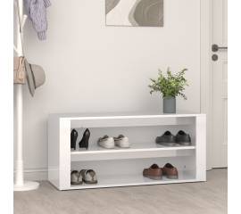 Suport pantofi, alb extralucios, 100x35x45 cm, lemn prelucrat