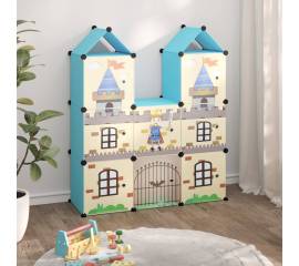 Dulap de depozitare cub pentru copii, 8 cuburi, albastru, pp