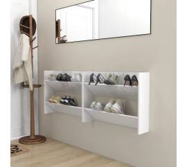 Pantofare de perete, 2 buc., alb extralucios, 80x18x60 cm, pal