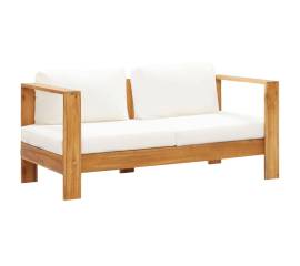Canapea de grădină cu pernă, alb crem, 140 cm, lemn de acacia