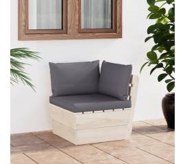 Canapea de grădină din paleți, colțar, cu perne, lemn molid