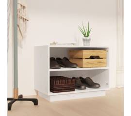Dulap pantofi, alb, 60x34x45 cm, lemn masiv de pin