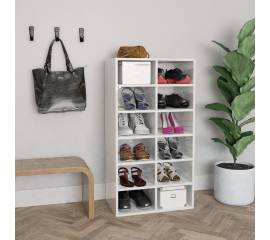 Pantofar, alb extralucios, 54x34x100,5 cm, lemn compozit