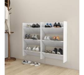 Pantofare de perete, 2 buc., alb extralucios, 60x18x90 cm, pal