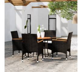 Set de mobilier pentru grădină, 5 piese, negru, poliratan