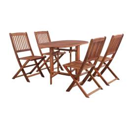 Set mobilier de exterior pliabil, 5 piese, lemn masiv de acacia