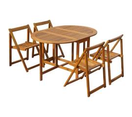 Set mobilier de exterior pliabil, 5 piese, lemn masiv de acacia