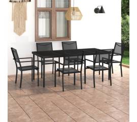 Set mobilier de exterior, 7 piese, oțel