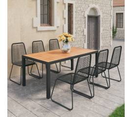 Set mobilier de grădină, 7 piese, negru și maro, ratan pvc