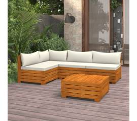 Set mobilier grădină cu perne, 5 piese, lemn masiv de acacia
