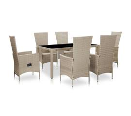 Set mobilier de exterior cu perne, 7 piese, bej, poliratan