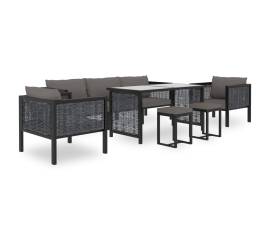 Set mobilier de grădină cu perne, 8 piese, antracit, poliratan