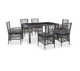 Set mobilier de exterior, 7 piese, gri, poliratan