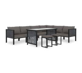 Set mobilier de grădină cu perne, 9 piese, antracit, poliratan