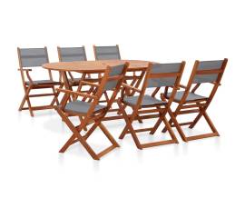 Set mobilier exterior 7 piese gri lemn eucalipt lemn/textilenă