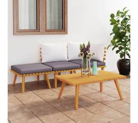 Set mobilier de grădină cu perne, 4 piese, lemn masiv acacia
