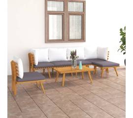 Set mobilier de grădină cu perne, 7 piese, lemn masiv acacia