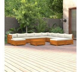 Set mobilier grădină cu perne, 11 piese, lemn masiv de acacia