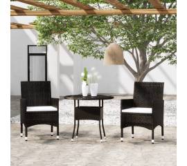 Set de mobilier pentru grădină, 3 piese, negru, poliratan