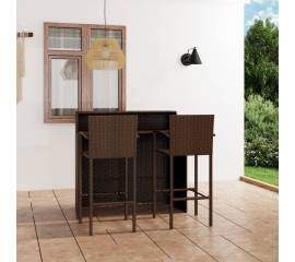 Set mobilier de bar de grădină, 3 piese, maro