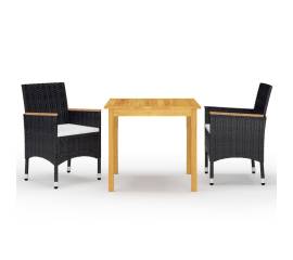 Set mobilier de grădină, 3 piese, negru