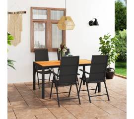 Set mobilier de grădină, 5 piese, negru și maro
