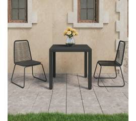 Set mobilier de grădină, 3 piese, negru, ratan pvc