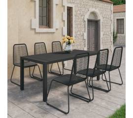 Set mobilier de grădină, 7 piese, negru, ratan pvc