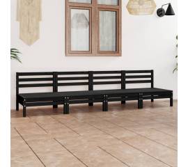 Set mobilier de grădină, 4 piese, negru, lemn masiv de pin