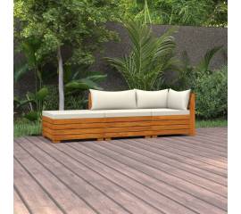 Set mobilier grădină cu perne, 3 piese, lemn masiv de acacia