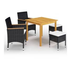 Set mobilier de grădină, 5 piese, negru