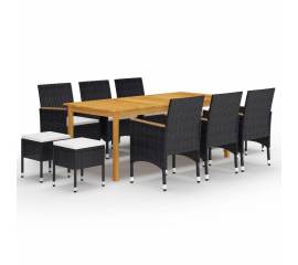 Set mobilier de grădină, 11 piese, negru