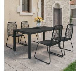 Set mobilier de grădină, 5 piese, negru, ratan pvc