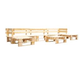 Set mobilier de grădină paleți, natural, 6 piese, lemn