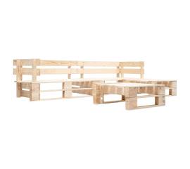 Set mobilier de grădină din paleți, 4 piese, natural, lemn