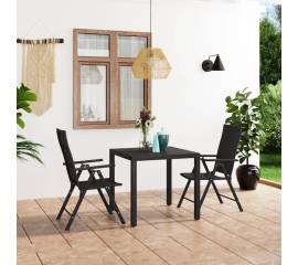 Set mobilier de grădină, 3 piese, negru