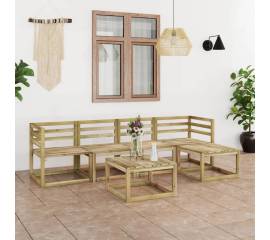 Set mobilier de grădină, 6 piese, lemn de pin verde tratat