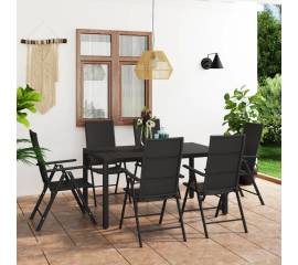 Set mobilier de grădină, 7 piese, negru