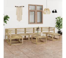 Set mobilier de grădină, 8 piese, lemn de pin verde tratat