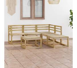 Set mobilier de grădină, 6 piese, lemn de pin verde tratat