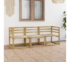 Canapea de grădină cu 3 locuri, lemn de pin verde tratat